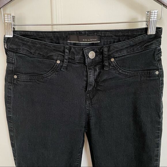 rich & skinny marilyn skinny jeans in tar black 26 - Picture 3 of 9